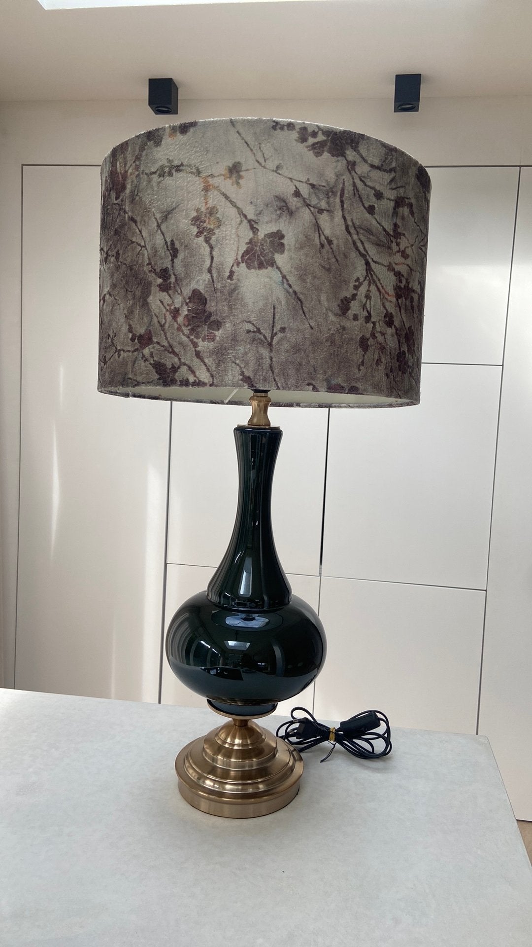 Tafellamp mid century, Gebruikt, Glas, Bruin, Ophalen