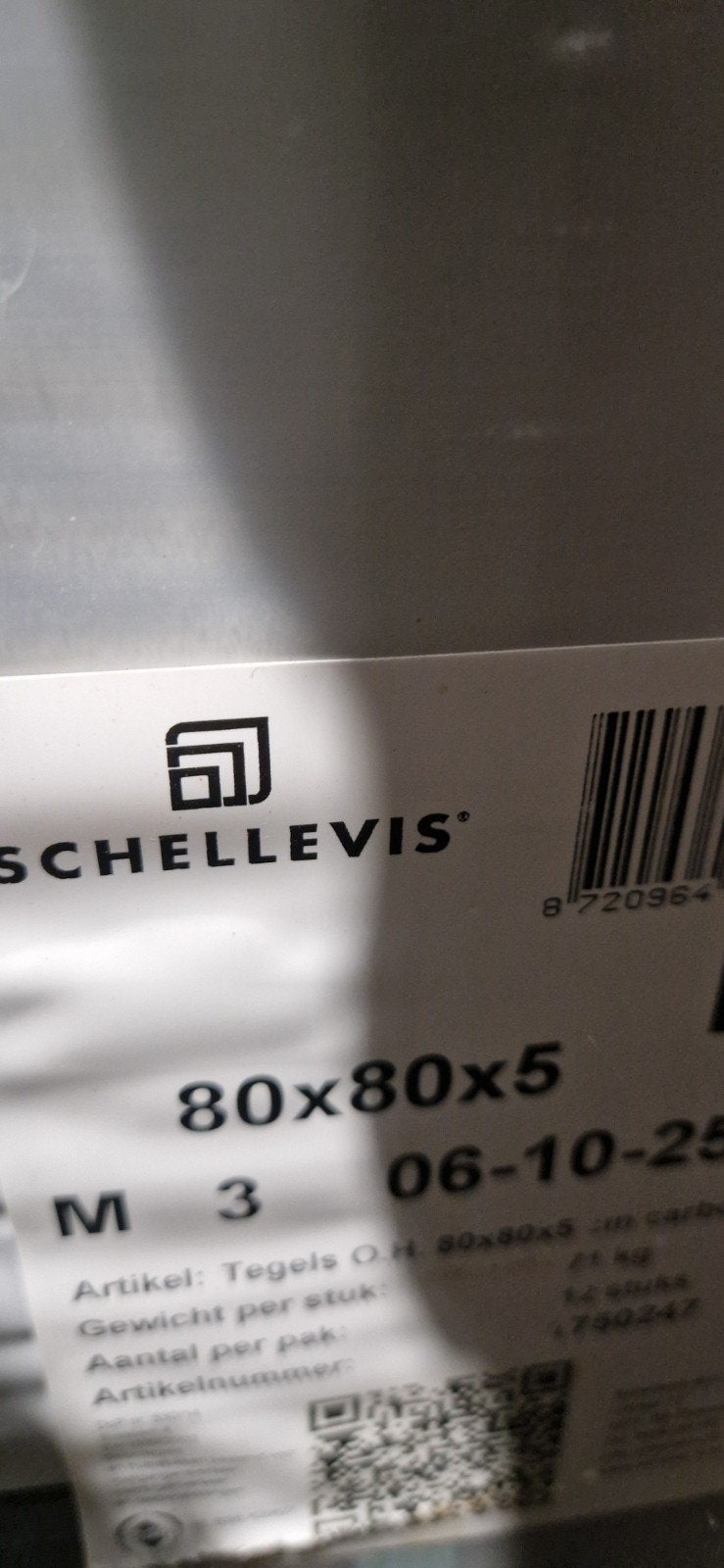 Nieuwe Schellevis tegels 80x80x5 cm, kleur carbon (12 stuks), Ophalen, 60 cm of meer, Nieuw, 5 tot 10 m²