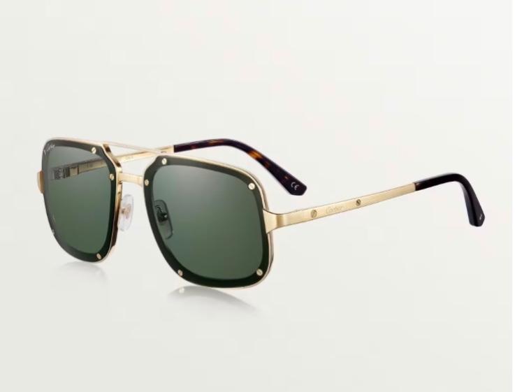 Zonnebril Cartier Santos CT0195S Titanium Goud, Overige merken, Zonnebril, Overige kleuren, Ophalen of Verzenden