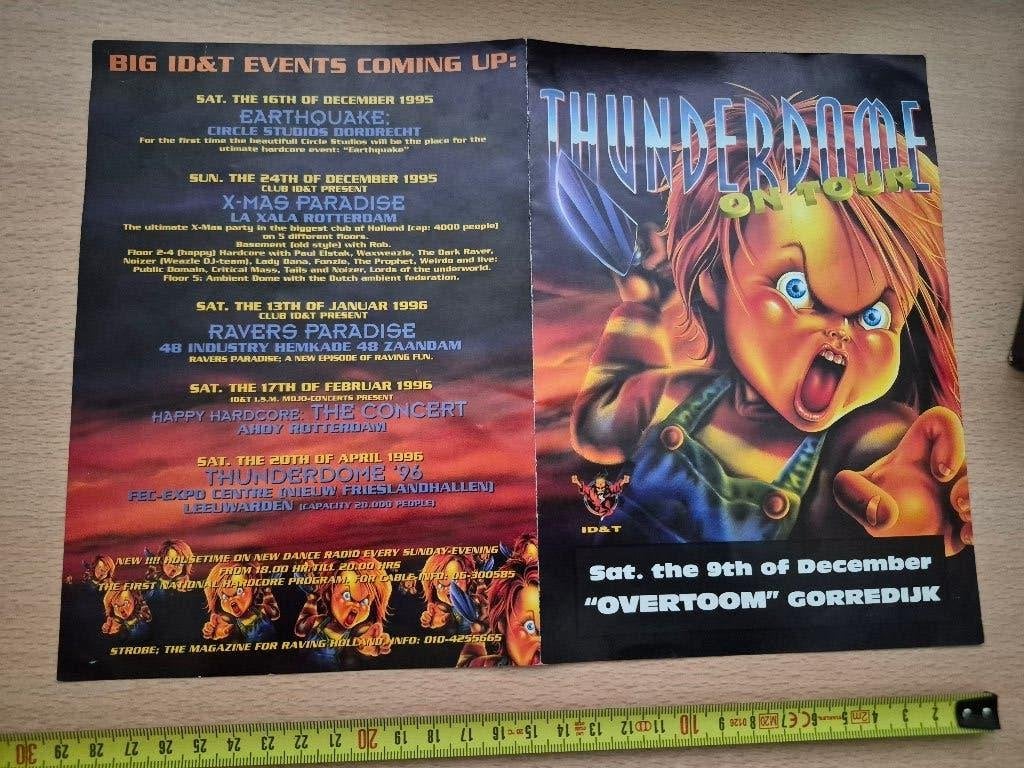 Thunderdome On Tour Flyer - Hardcore Rave Evenementen, Gebruikt, A4 of kleiner, Rechthoekig Liggend, Ophalen of Verzenden