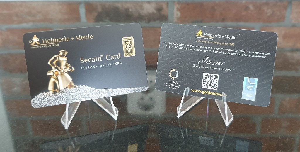 Heimerle en Meule 1 gram .999 goud in certi-card, Postzegels en Munten, Ophalen of Verzenden, Goud