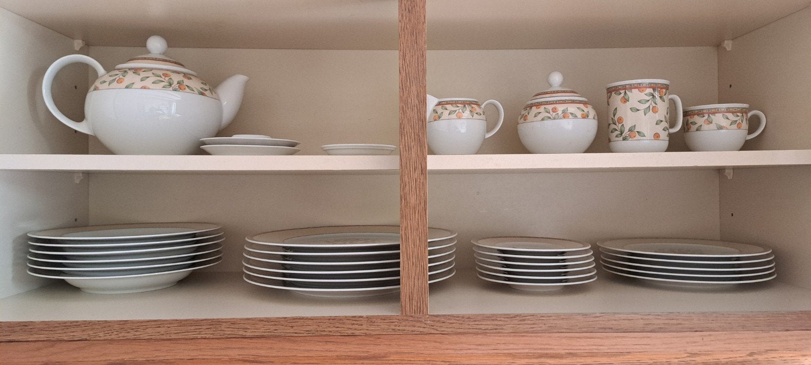 Koffietijd Art+Design servies met sinaasappelmotief, Ophalen, Gebruikt, Porselein, Overige stijlen