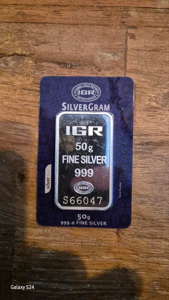 Zilverbaar 50 gram IGR Fine Silver 999, Postzegels en Munten, Edelmetalen en Baren, Ophalen