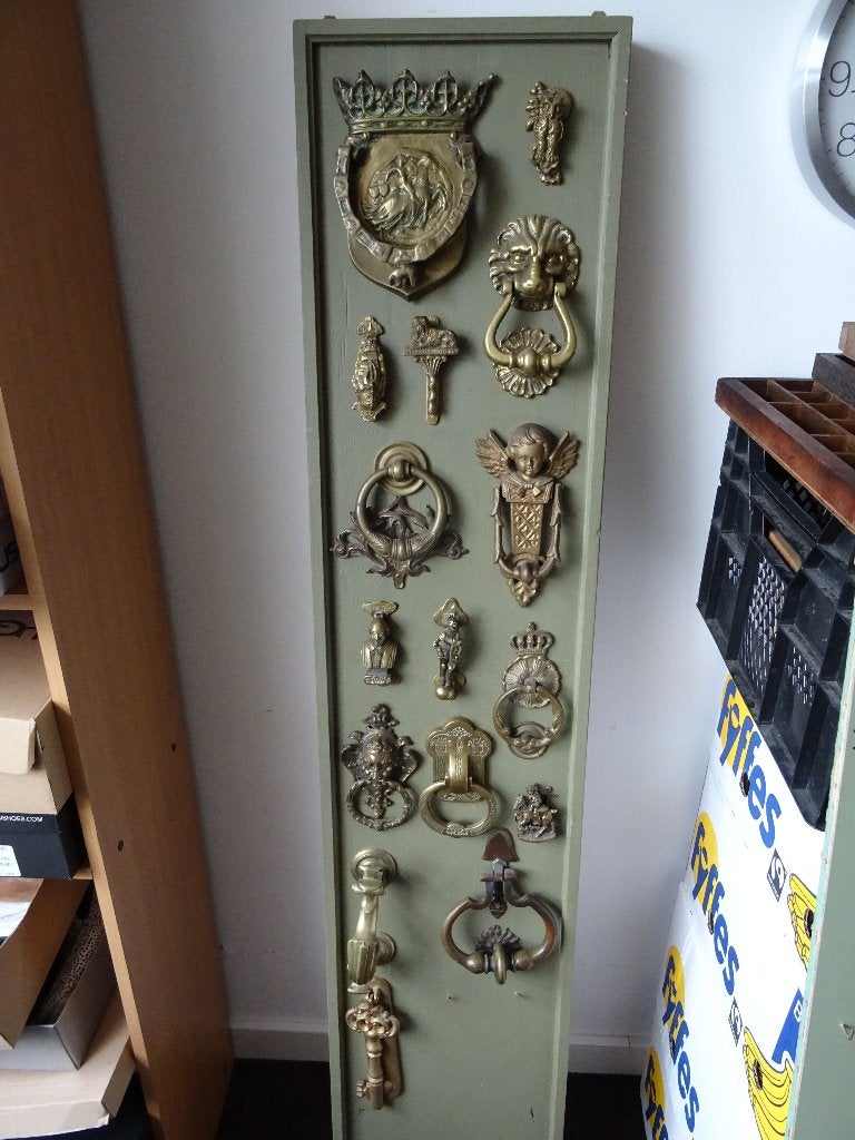 16 antieke koperen deurkloppers deurklopper deur deurbel, Ophalen of Verzenden