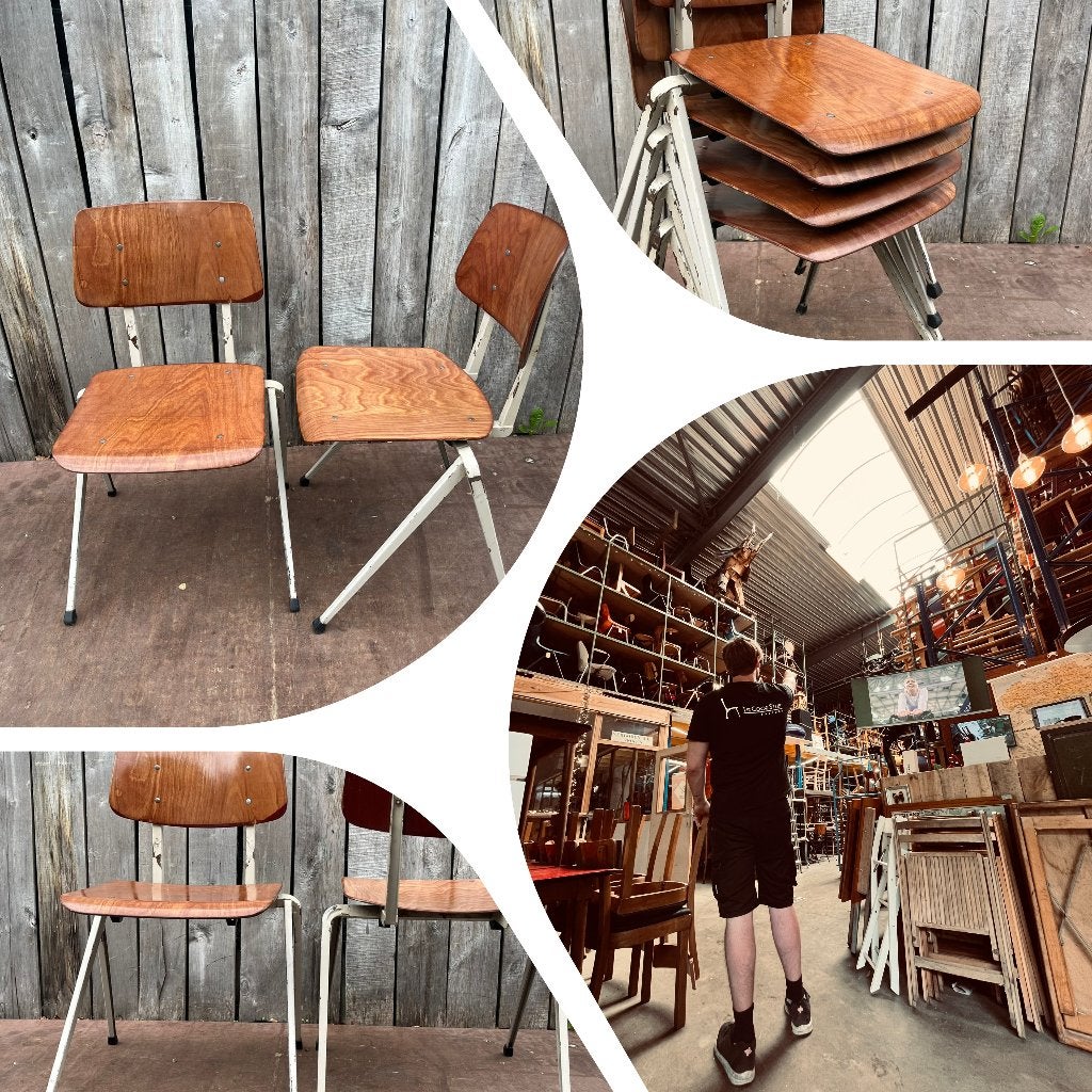 Heerlijke Galvanitas S17 stoelen (14 op voorraad), Gebruikt, Bruin, Vintage, Ophalen of Verzenden