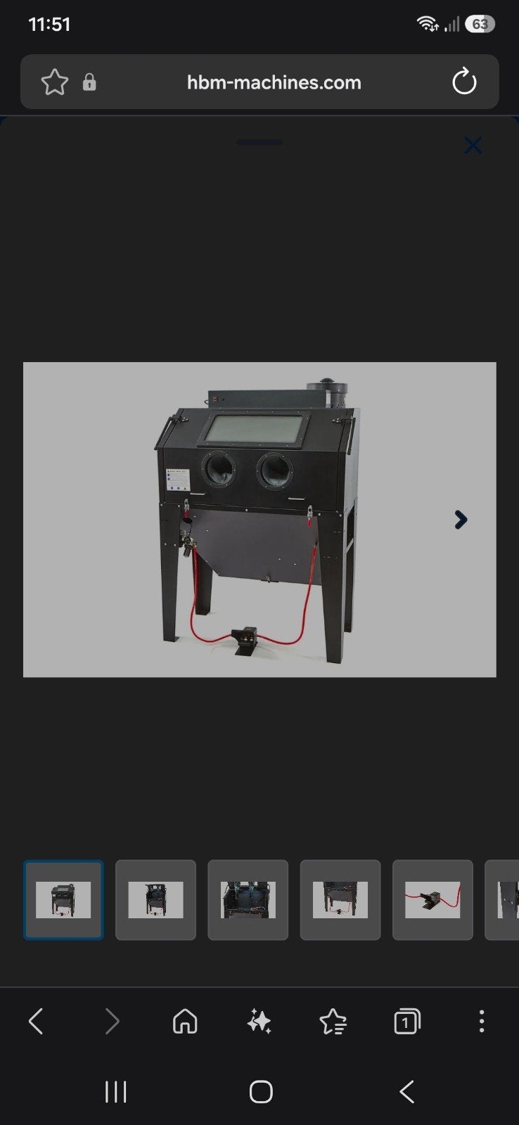 HBM straalcabine met afzuiging SBC 420/500 zwart, Ophalen, Gebruikt