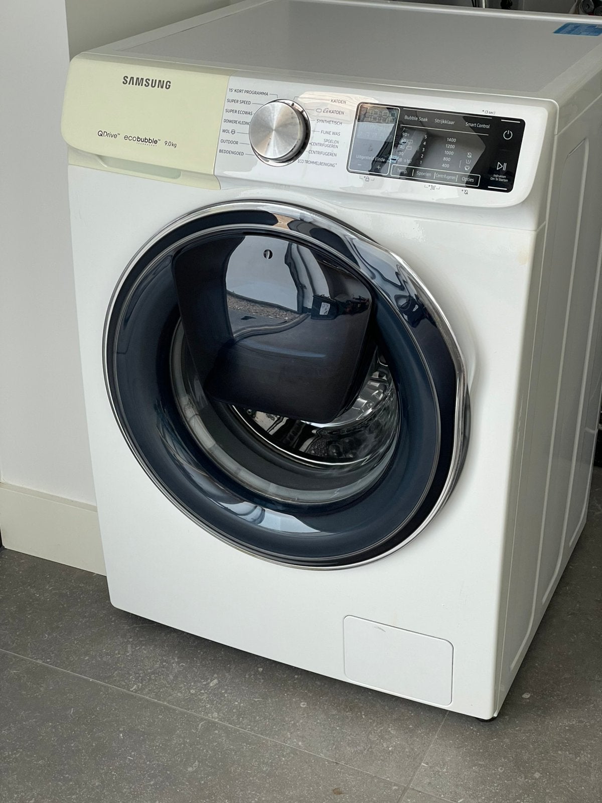 Samsung 9.0 kg wasmachine. Blijft koud, Witgoed en Apparatuur, Wasmachines, 1200 tot 1600 toeren, Gebruikt, 8 tot 10 kg, Ophalen of Verzenden