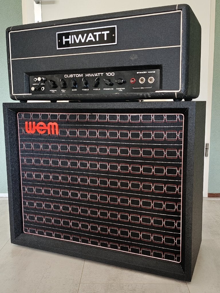 Hiwatt DR103 plus WEM cabinet 2x150 Watt, Ophalen, Zo goed als nieuw, 100 watt of meer