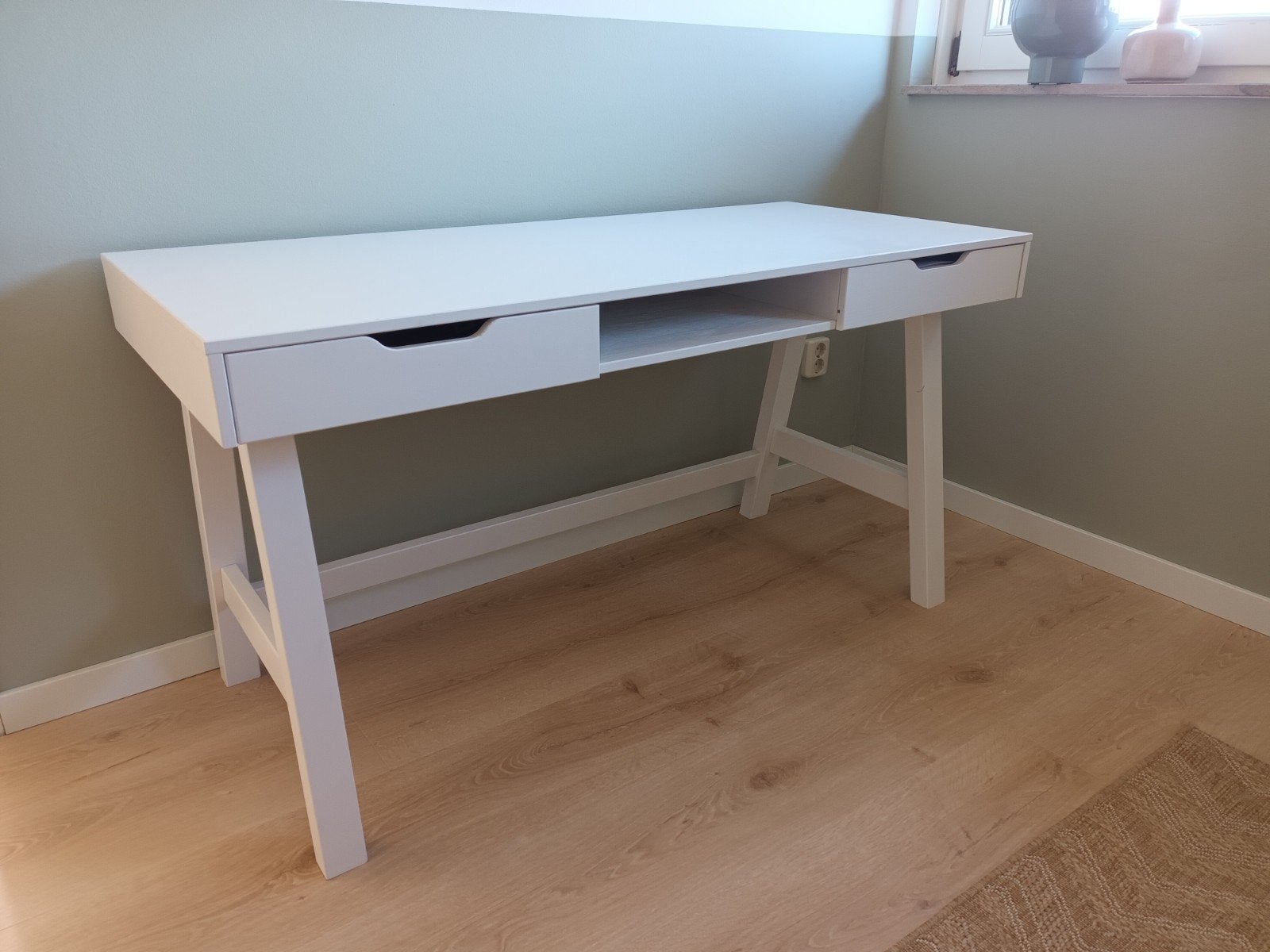 Wit bureau met lades - Ideaal voor thuiswerkplek, Ophalen, Met lades, Gebruikt, Hout
