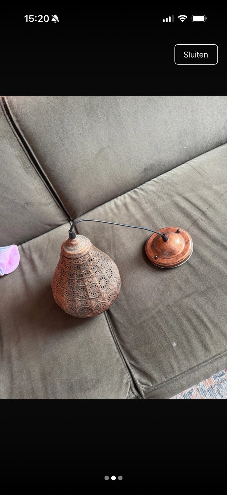 Oosterse Hanglamp - Koperkleurig Metaal, Ophalen of Verzenden, Gebruikt, E14 (klein)