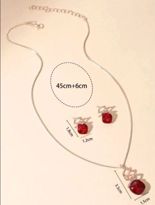 Sierraden set oorbel ketting goud met rode diamanten NIEUW, Ophalen of Verzenden, Nieuw, Rood, Goud