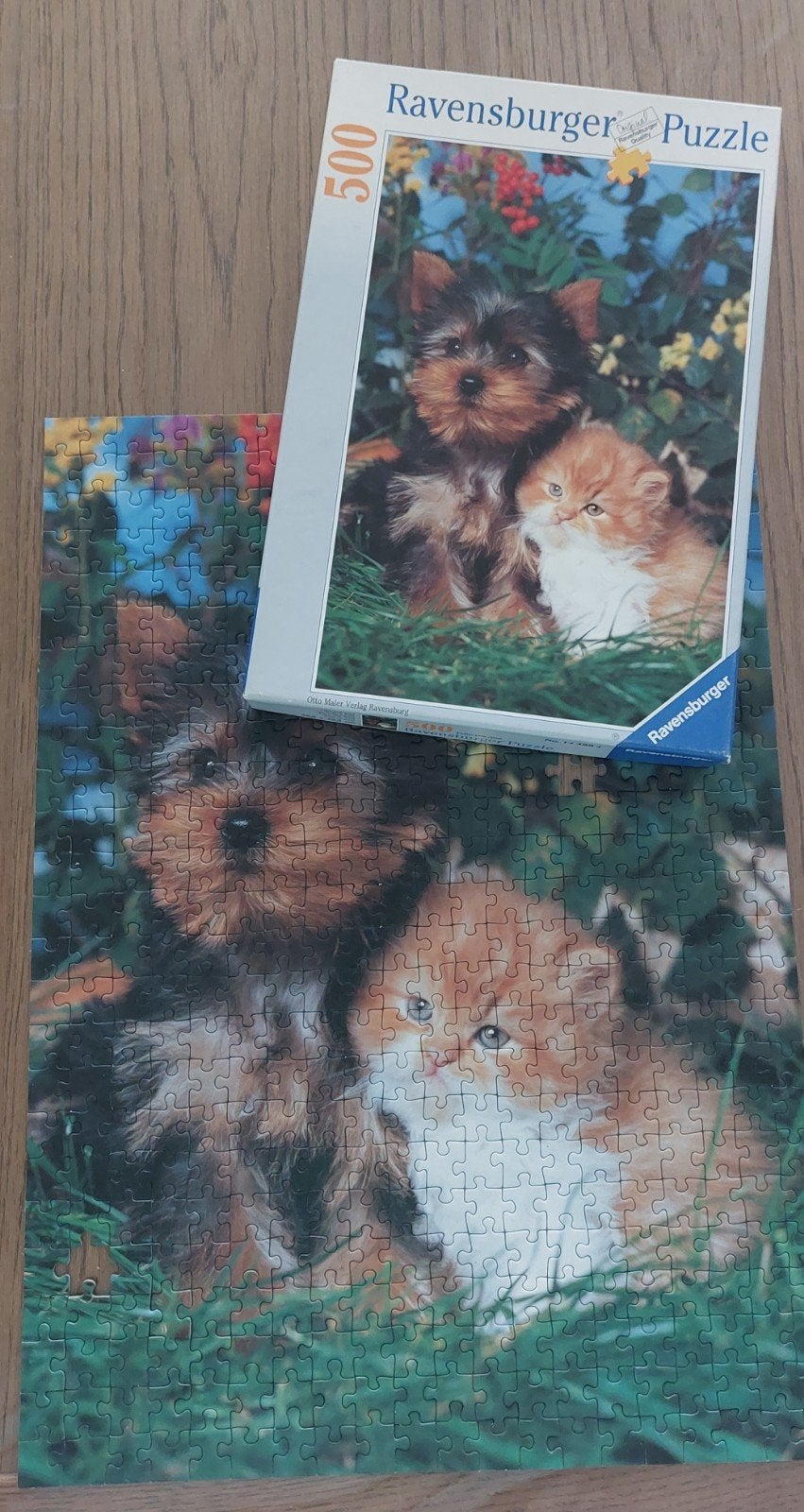 Ravensburger Legpuzzel 500 stukjes - Puppy en Kitten, Ophalen of Verzenden, 500 t/m 1500 stukjes, Gebruikt, Legpuzzel