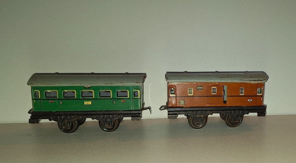 4x spoor 0 - HWN en Karl Bub blikken rijtuigen/bagagewagens, Overige merken, Gebruikt, Gelijkstroom, Wagon