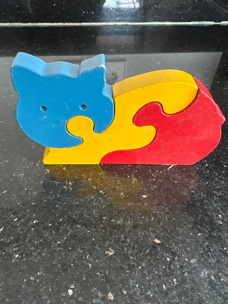 Retro Vintage Houten Kat Vormpuzzel - Peoplekraft, Ophalen of Verzenden