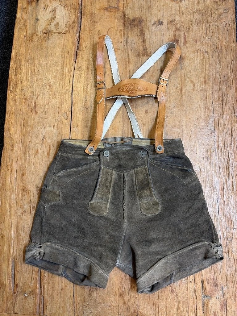 Vintage Lederhosen maat L, Kleding | Heren, Maat 52/54 (L), Bruin, Djt@dejuistetoon.eu, Ophalen of Verzenden