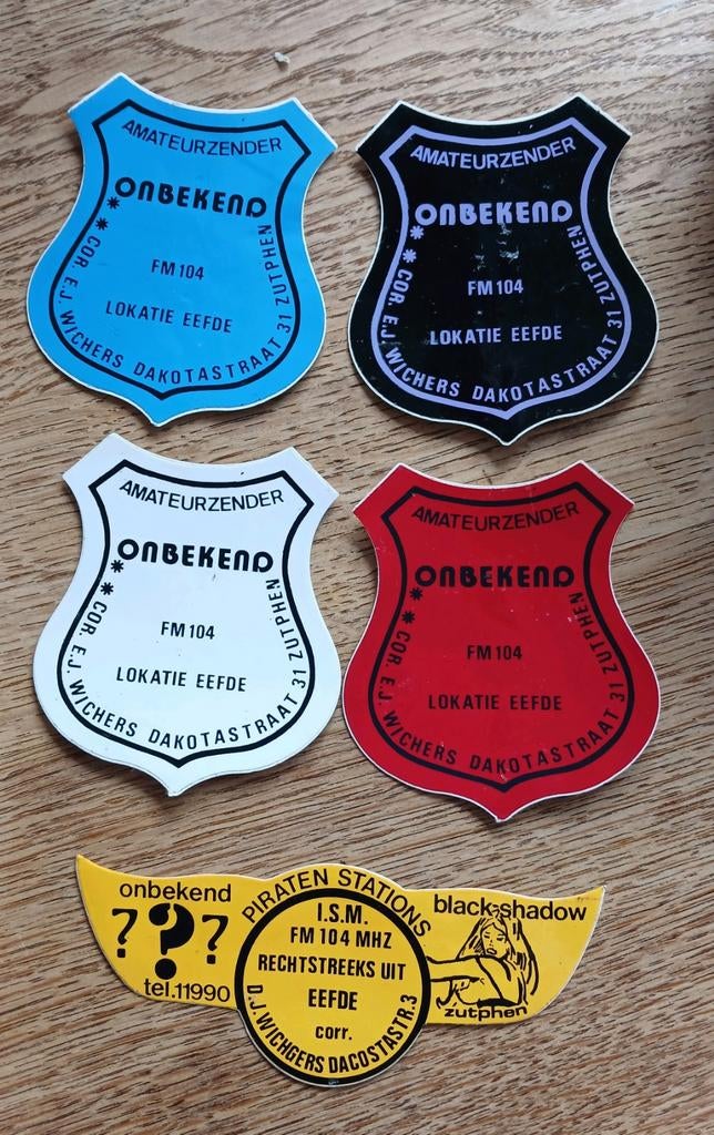 Stickers piraat piratenzender radio Blackshadow EEFDE, Ophalen of Verzenden, Zo goed als nieuw, Film, Tv of Omroep