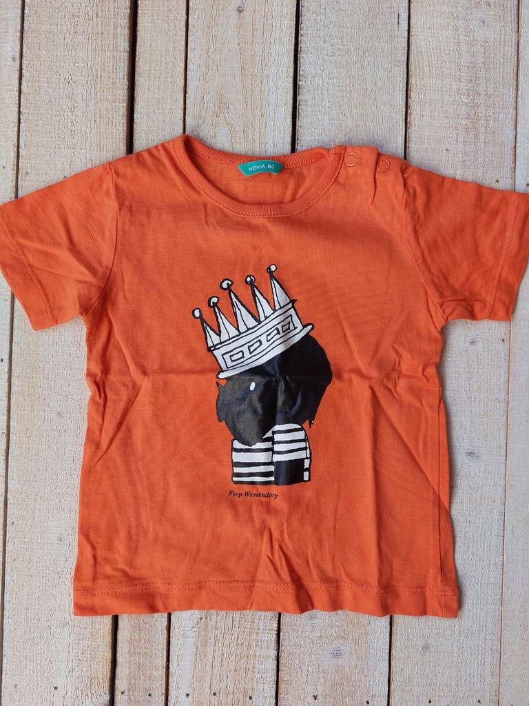 Hema T-shirt met kroon maat 80, Kinderen en Baby's, Babykleding | Maat 80, Zo goed als nieuw, Hema, Shirtje of Longsleeve, Verzenden