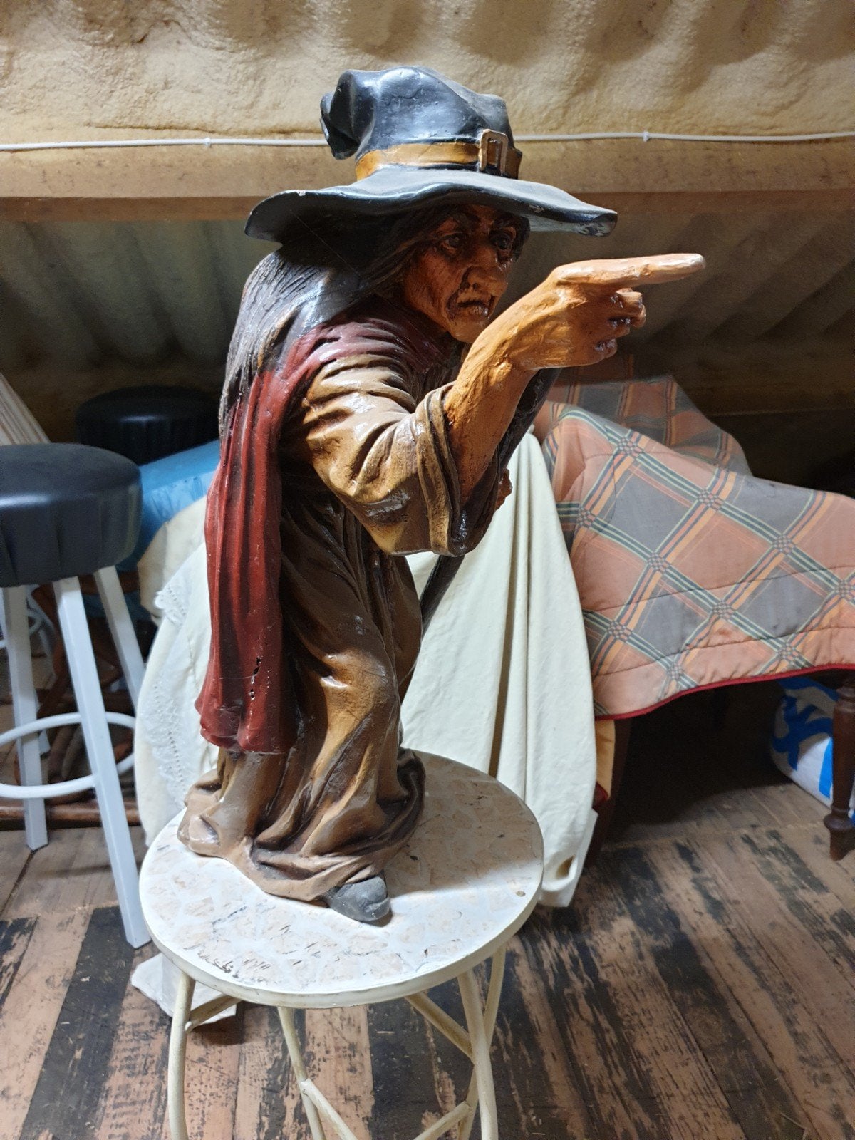 Heks beeld 68 cm hoog tovenaar, Antiek en Kunst, Ophalen of Verzenden, Composieten, Beeld, 50 - 100 cm