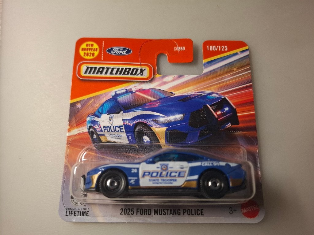 Matchbox 100 - 2025 Ford Mustang Police [blauw] 1/60 MIB, Ophalen of Verzenden, Nieuw, Auto