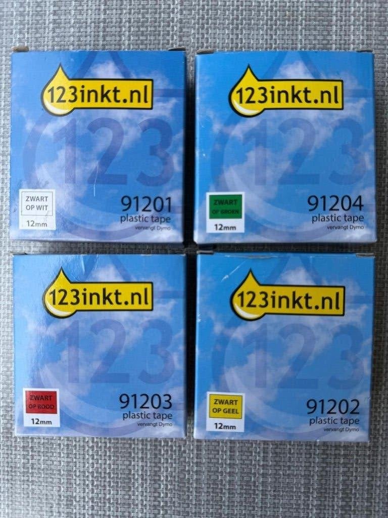 12mm tape voor Dymo labelprinter - 4 stuks - nieuw, Ophalen of Verzenden, Nieuw, Tape-label, Dymo