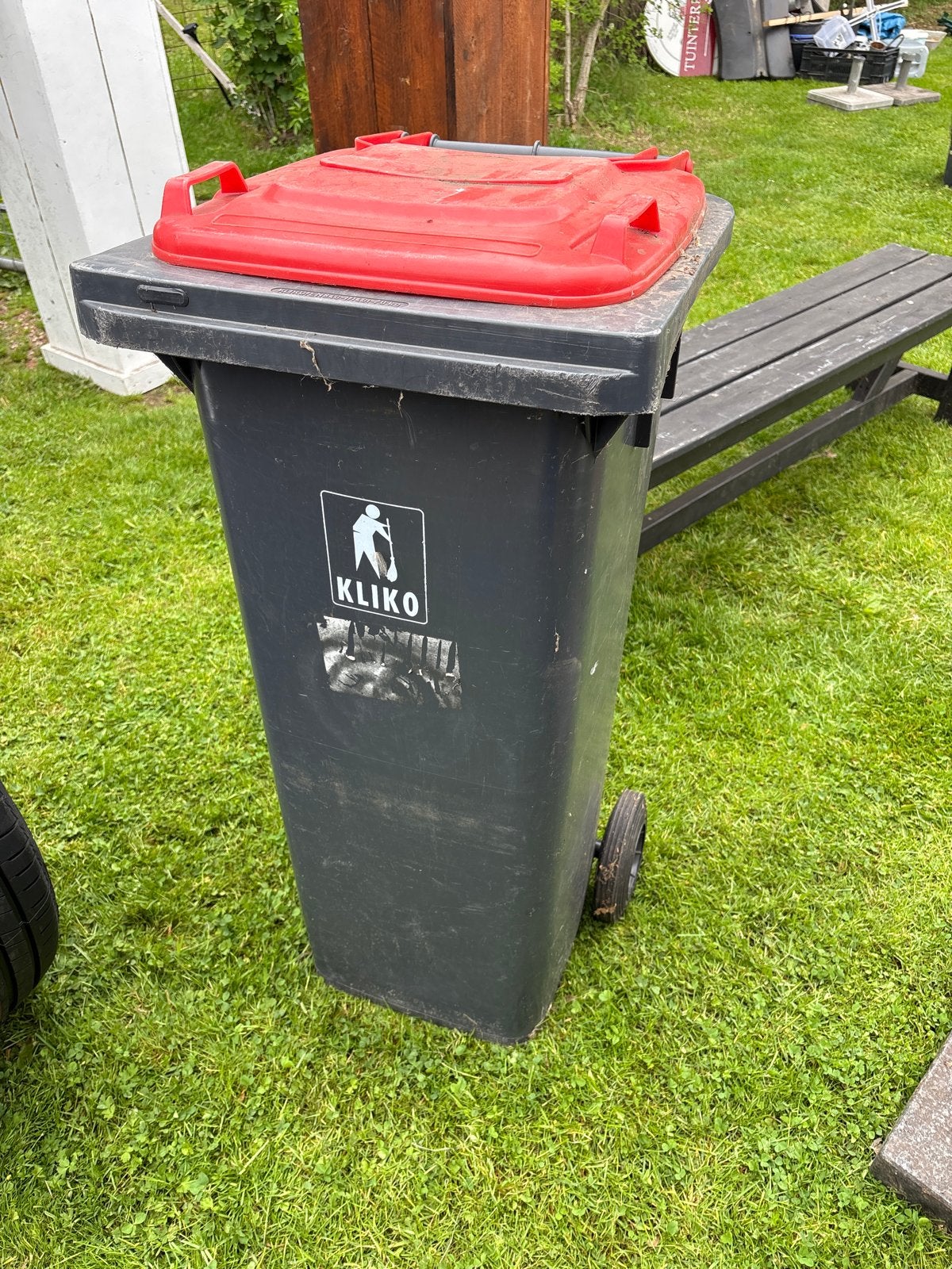 KLIKO Afvalcontainer met Rood Deksel - Gebruikt 140 liter, Ophalen, Gebruikt