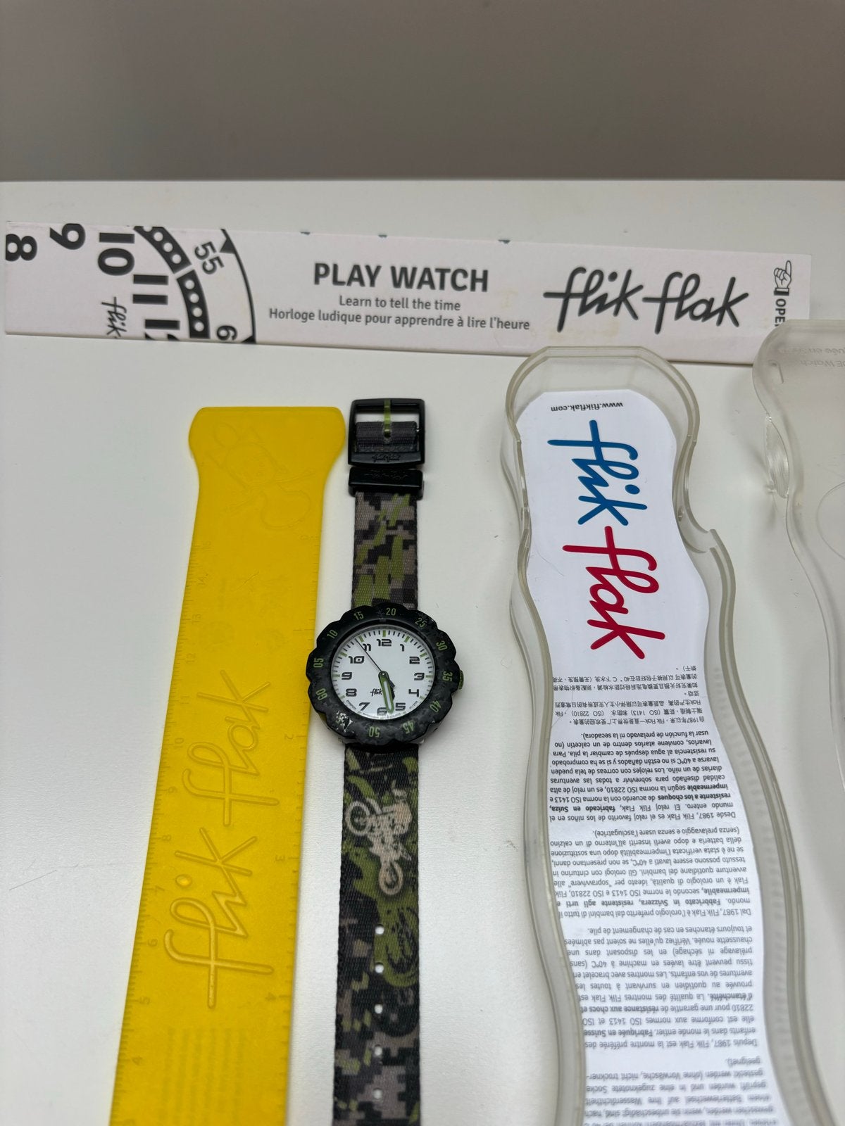 Flik Flak Kinderhorloge Camouflage Motocross, Ophalen, Nieuw, Groen, Jongen of Meisje