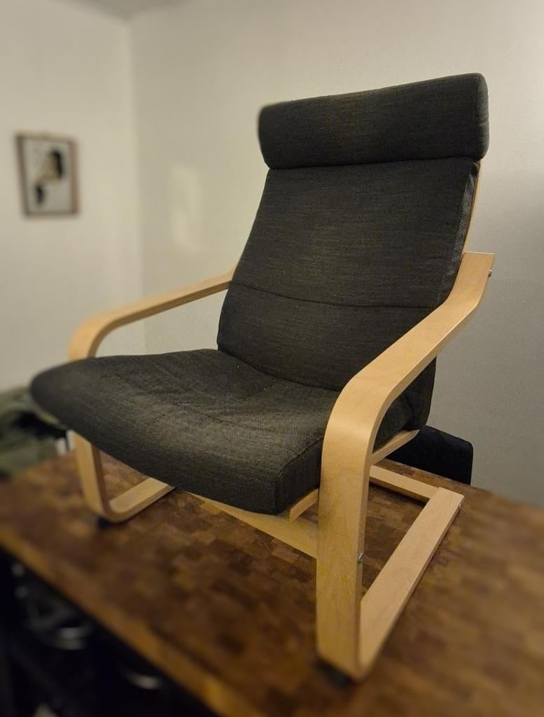 Ikea Poäng stoel met kussen, Huis en Inrichting, Fauteuils, Ophalen, Gebruikt