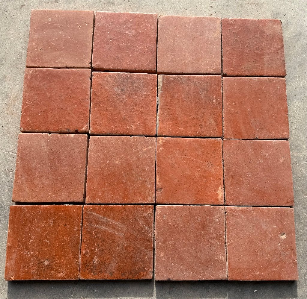 50m2 Terra cotta plavuizen 20x20x2.2cm + 43m1 plint tegels., Tuin en Terras, Ophalen, Overige materialen, Gebruikt, Overige typen