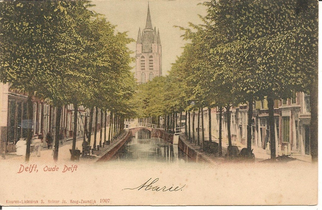 Oude Delft, Delft - Antieke Ansichtkaart, Ophalen of Verzenden, Voor 1920, Gelopen, Zuid-Holland