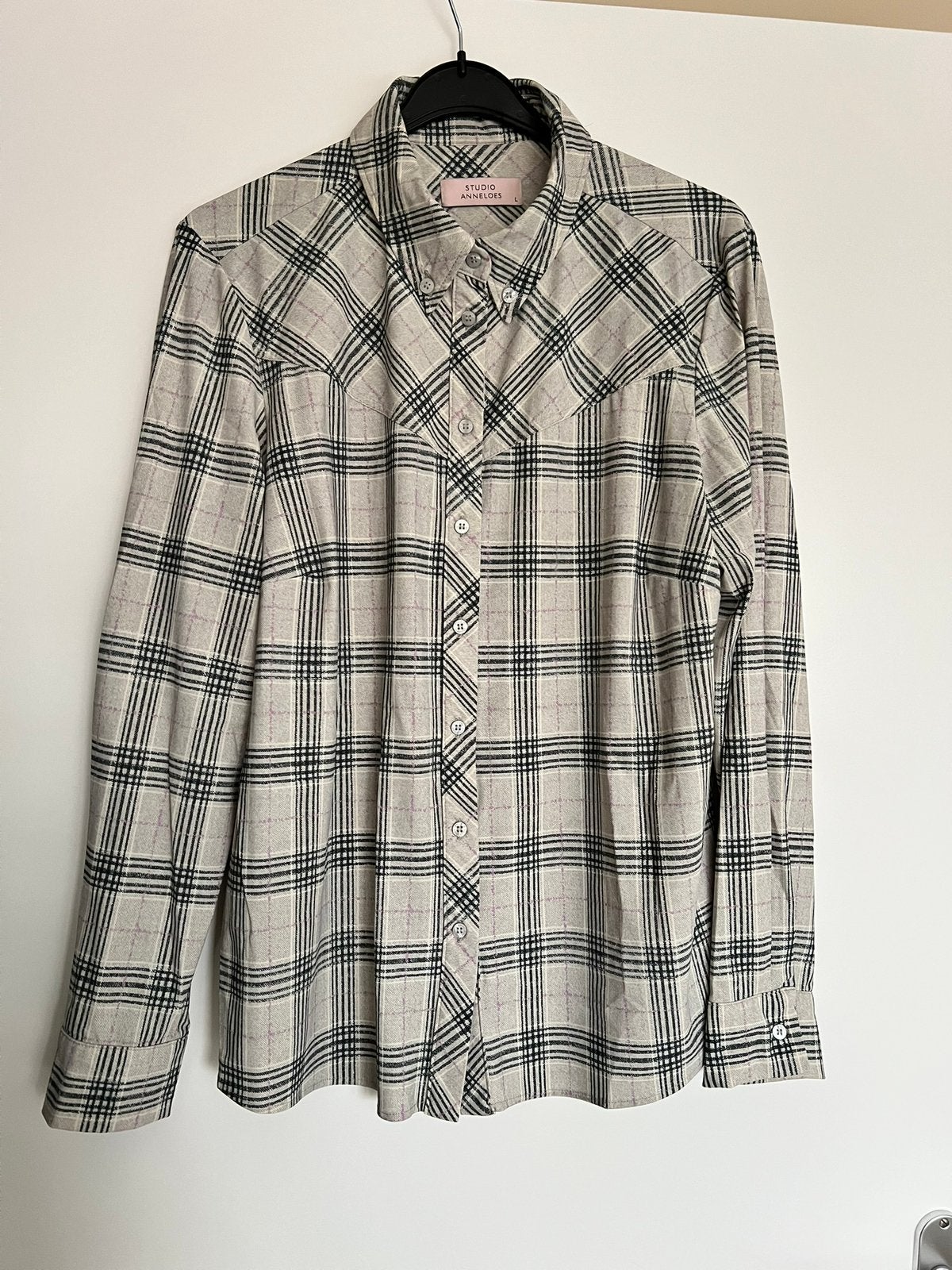 Studio anneloes bobby western check blouse L antraciet/kit, Maat 42/44 (L), Ophalen of Verzenden, Zo goed als nieuw, X