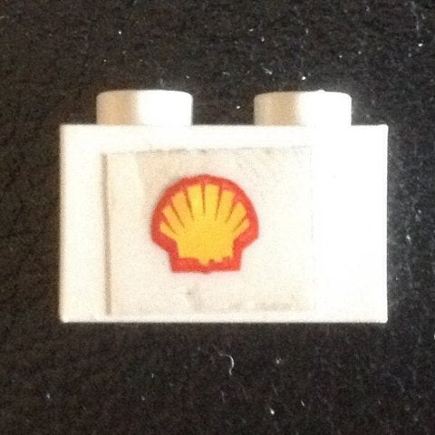 Lego Brick 1 x 2 with Small Shell Logo on Transparent Back, Gebruikt, Overige thema's, Lego, Ophalen of Verzenden