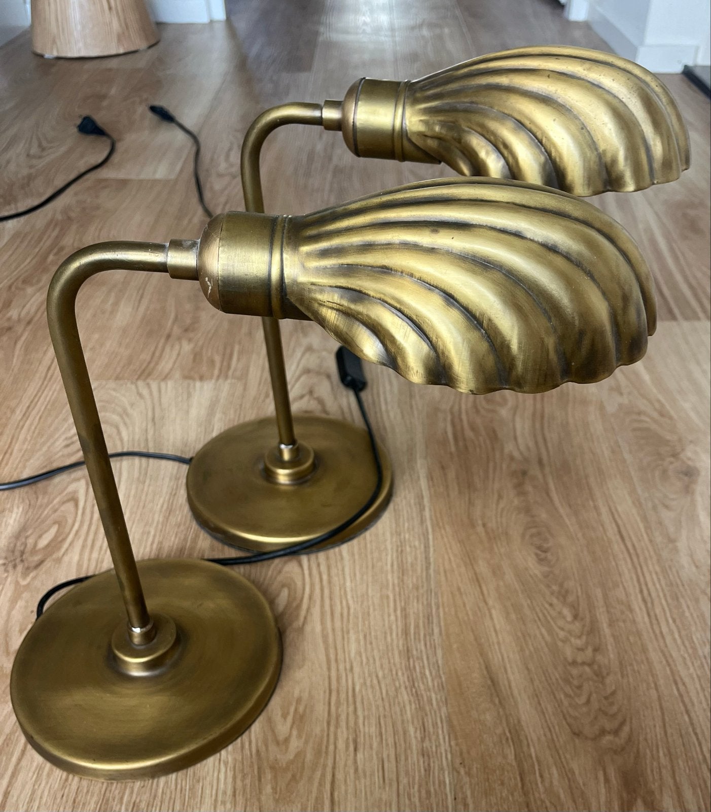 Set van 2 Sissy Boy schelplampen - goud/messing kleurig, Huis en Inrichting, Ophalen, Met schakelaar, Overige merken, Goud