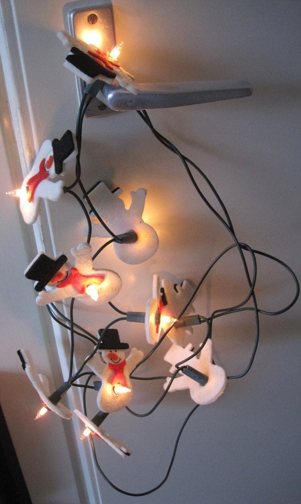 kerstverlichting met sneeuwpoppen - 11 poppen, Ophalen of Verzenden, Zo goed als nieuw