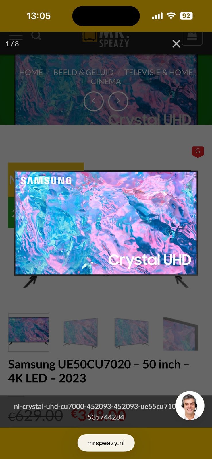 Samsung UE50CU7020 – 50 inch – 4K LED, Ophalen, Zo goed als nieuw