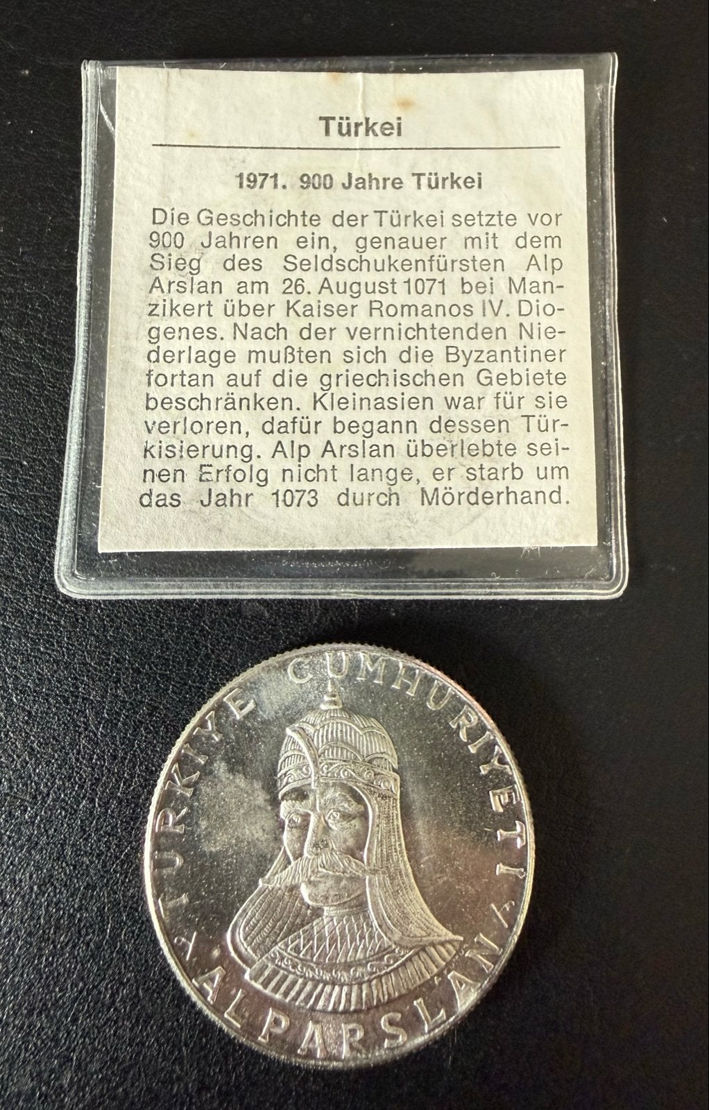 Zilveren munt Turkije 1971 - 50 Lira Alparslan, Ophalen of Verzenden, Overige landen, Losse munt, Zilver
