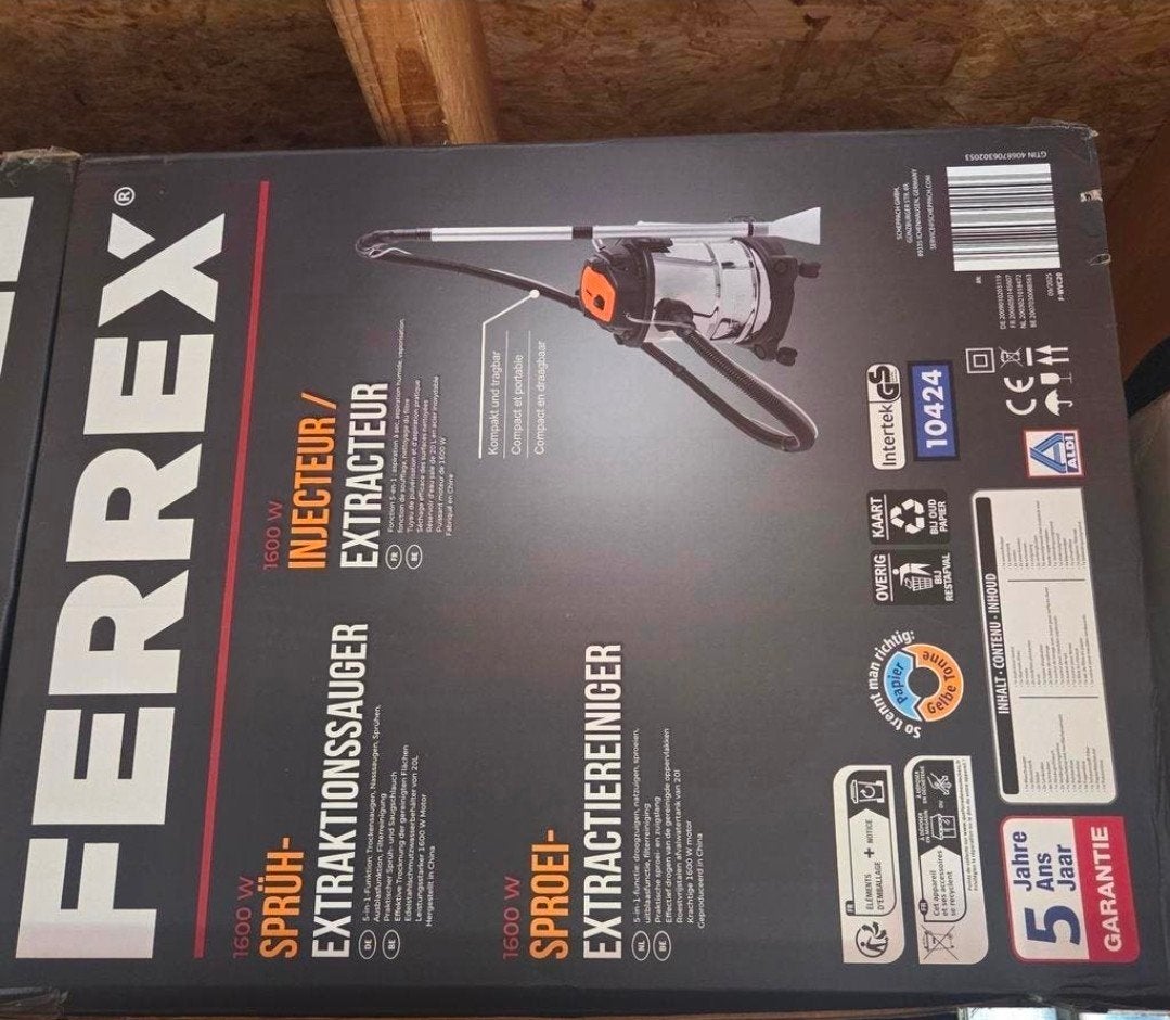 Ferrex 1600W Spuitextractiereiniger - Nieuw in doos, Ophalen, Nieuw
