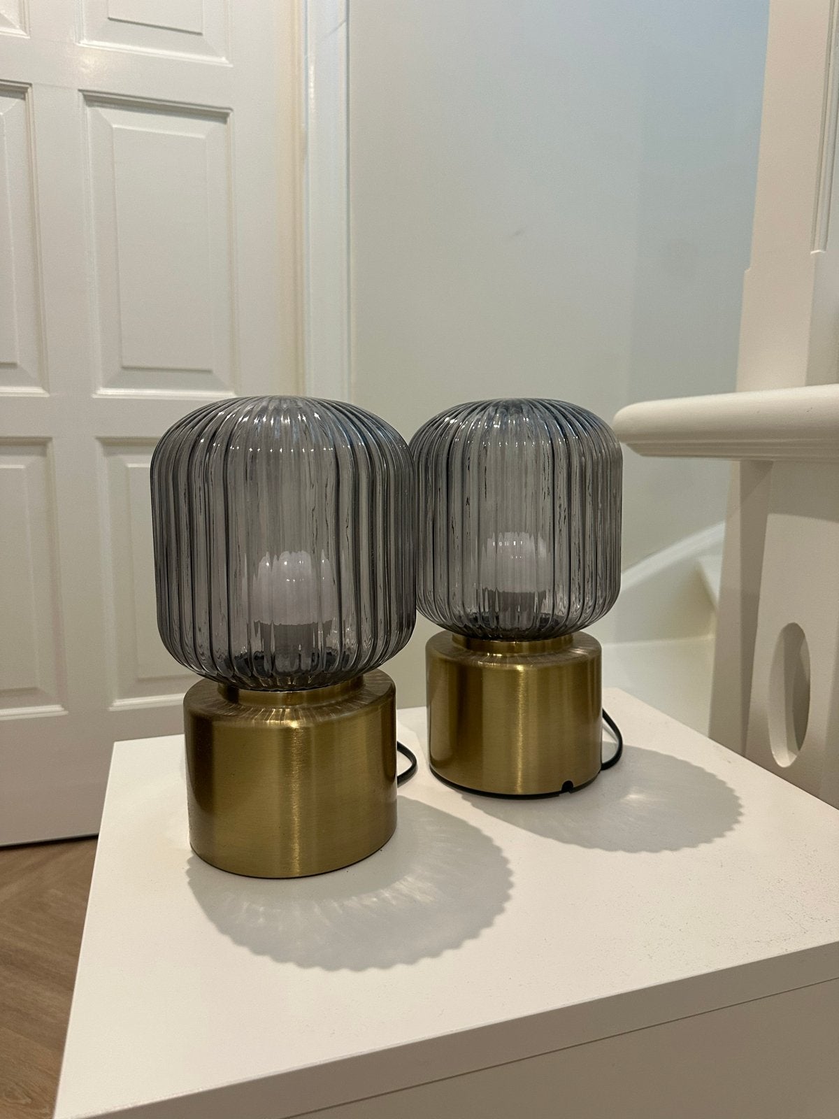 IKEA tafellampen, set van 2, grijs/goud, Ophalen of Verzenden, Grijs, IKEA, Met stekker