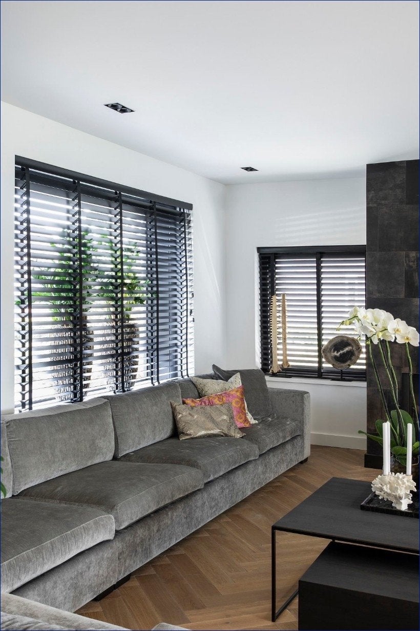 Antraciet houten luxaflex lamellen 180x220 cm, Ophalen, Jaloezie, Hout, Grijs