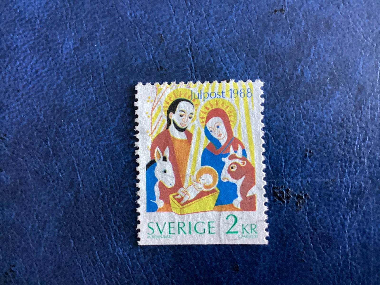 Zweedse Kerstzegel 1988 - Geboorte van Jezus, Ophalen of Verzenden, Zweden, Gestempeld