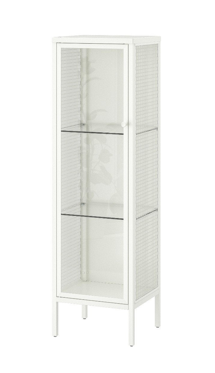 Ikea Baggebo Vitrinekast - Wit metaal met glas, Ophalen, Minder dan 50 cm, Met deur(en), 100 tot 150 cm