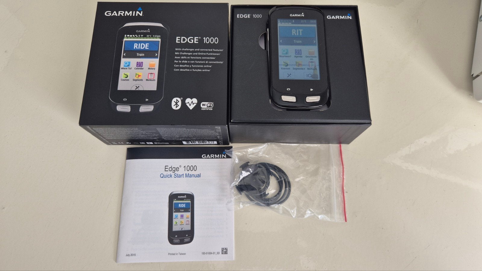 Garmin Edge 1000 fietscomputer met GPS, Ophalen of Verzenden, Draadloos, Gebruikt