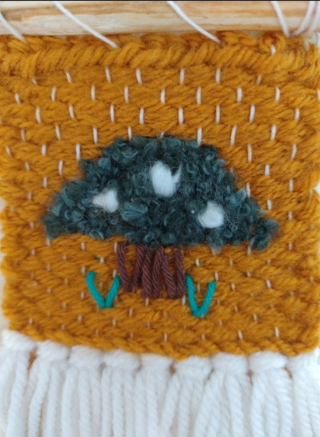 herfst paddenstoel wandkleed miniatuur schilderij geweven, Minder dan 50 cm, Oorspronkelijke maker, Nieuw, Ophalen of Verzenden