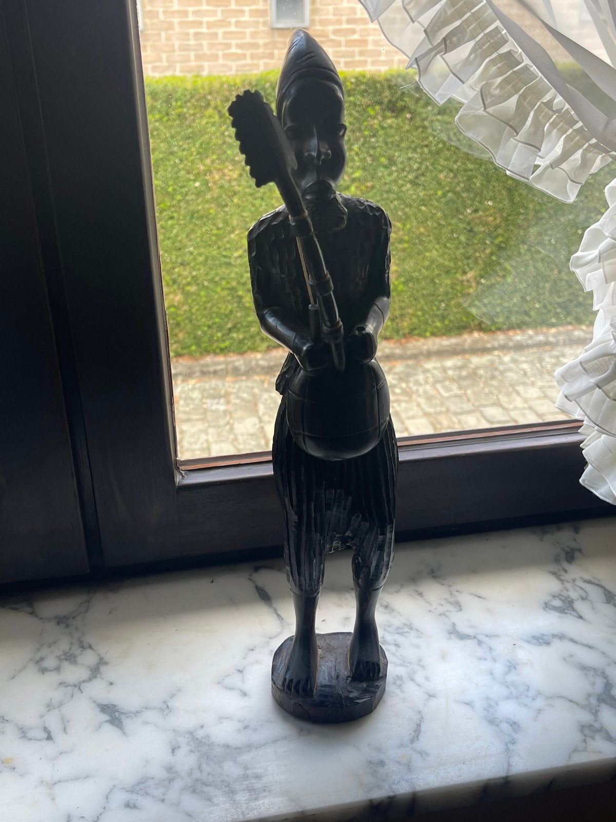 Set van 4 handgesneden houten beelden en bestek, Bruin, Afrika, Ophalen, Hout