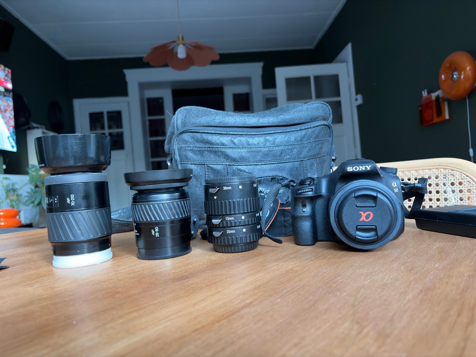 Sony A58 body met 3 lenzen en accessoires, Gebruikt, Spiegelreflex, Ophalen of Verzenden, Sony
