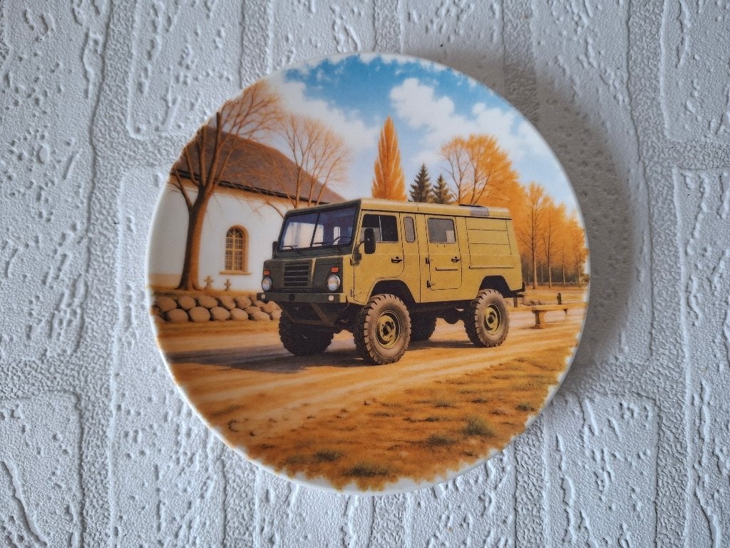 Volvo C303 wandbord - ontbijtbord–zelf bedrukt en afgebakken, Eigen ontwerp, Steen/keramiek, Ophalen of Verzenden, 16 cm