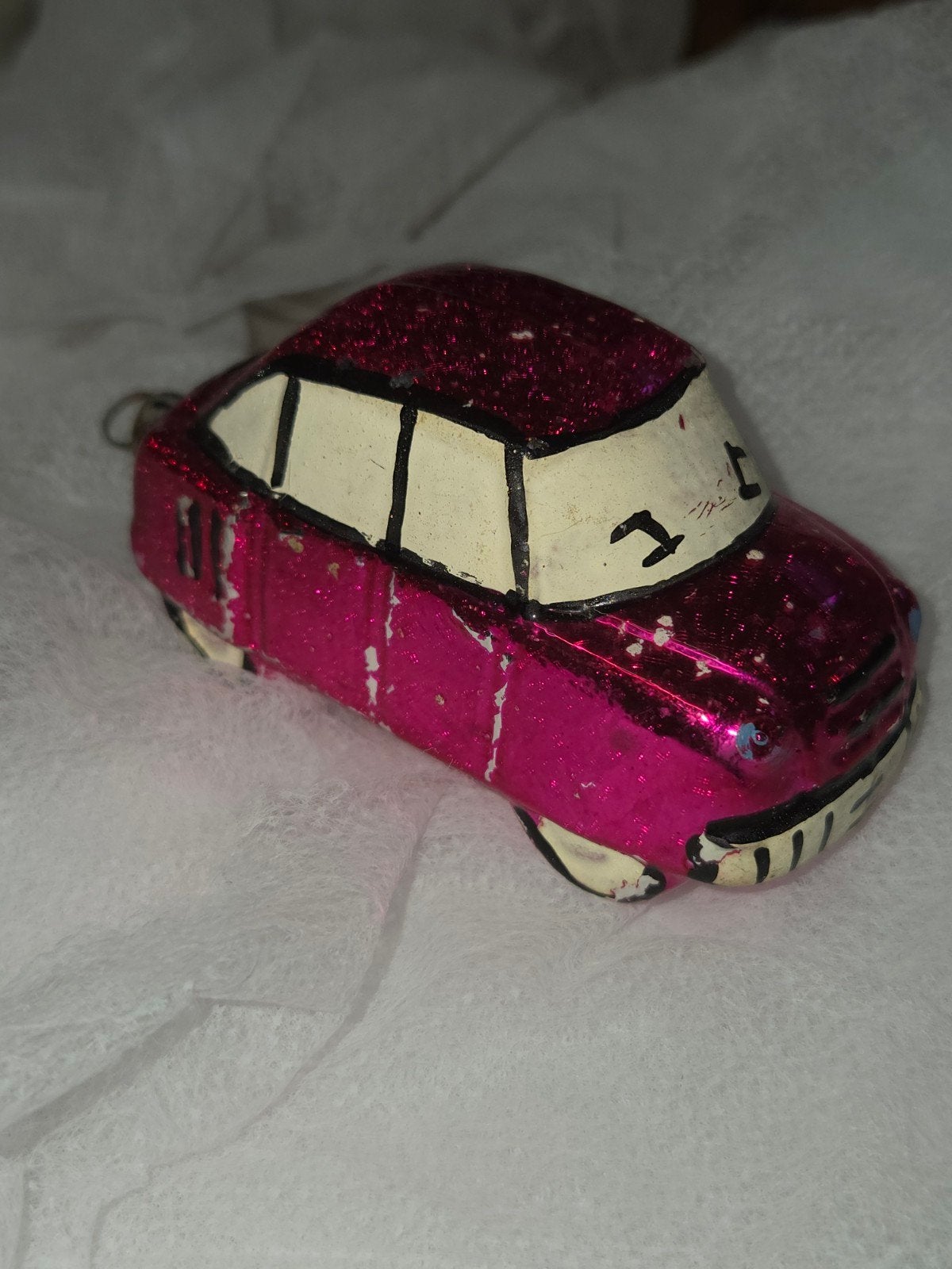 Oude Antieke Glazen Kerstbal Auto, Ophalen, Gebruikt