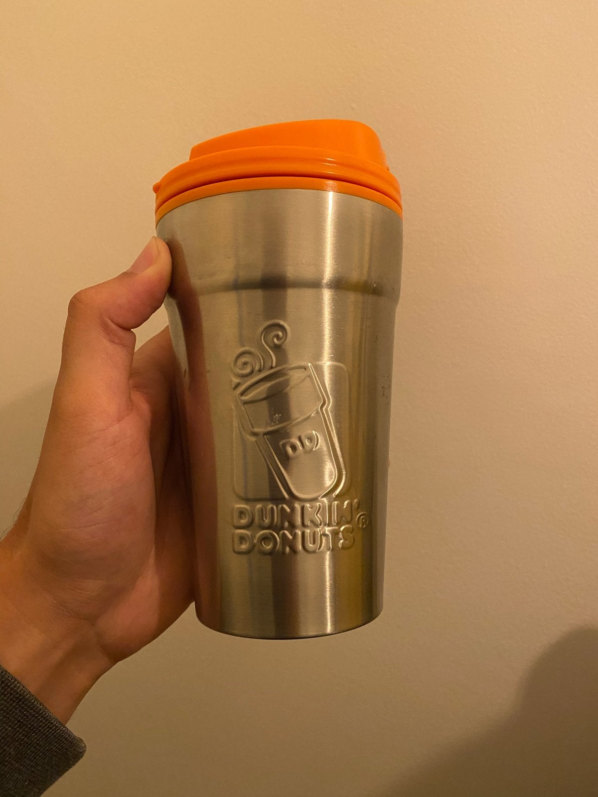 Dunkin' Donuts RVS Reisbeker 414ml Oranje Lekvrij BPA-vrij, Overige typen, Nieuw, Ophalen of Verzenden, Metaal
