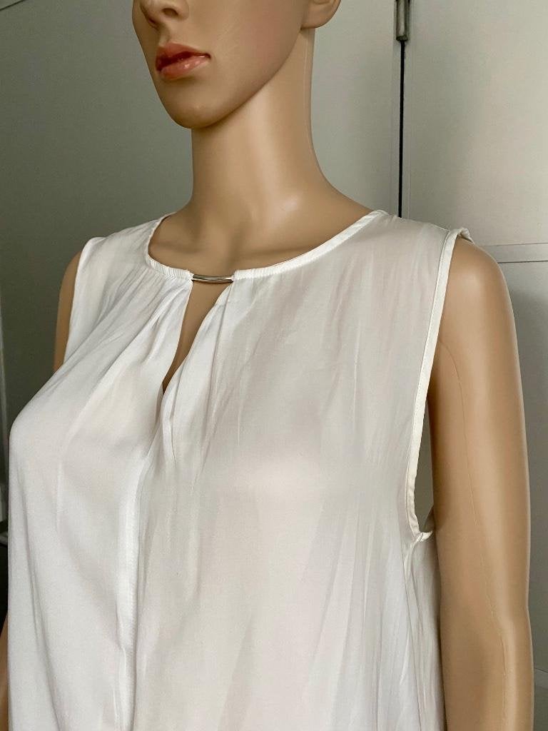 H406 Biba maat 42=L blouse blousje lang top gebr. wit, Kleding | Dames, Blouses en Tunieken, Wit, Maat 42/44 (L), Biba, Ophalen of Verzenden