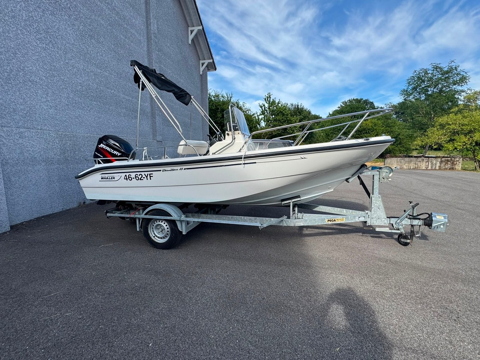 Boston Whaler Dauntless 16 met Mercury 90 PK Inclusief PEGA, Overige merken, Gebruikt, Afdekzeil, Buitenboordmotor