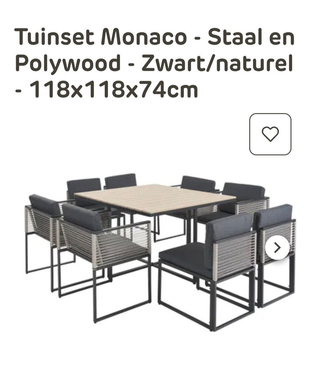 GEZOCHT! 1 stoel met armleuning van tuinset Monaco, Ophalen